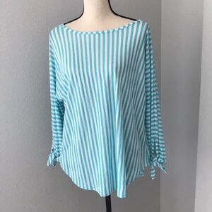 ❤️3X20 URBANOLOGY Boat Neck, Dropped Shoulder, Cropped Sleeves Striped Top | M